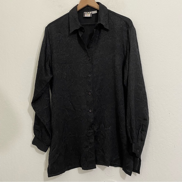 Take Two Clothing Co. Vintage Crinkle sheen Button Up Collared Shirt - Picture 4 of 7